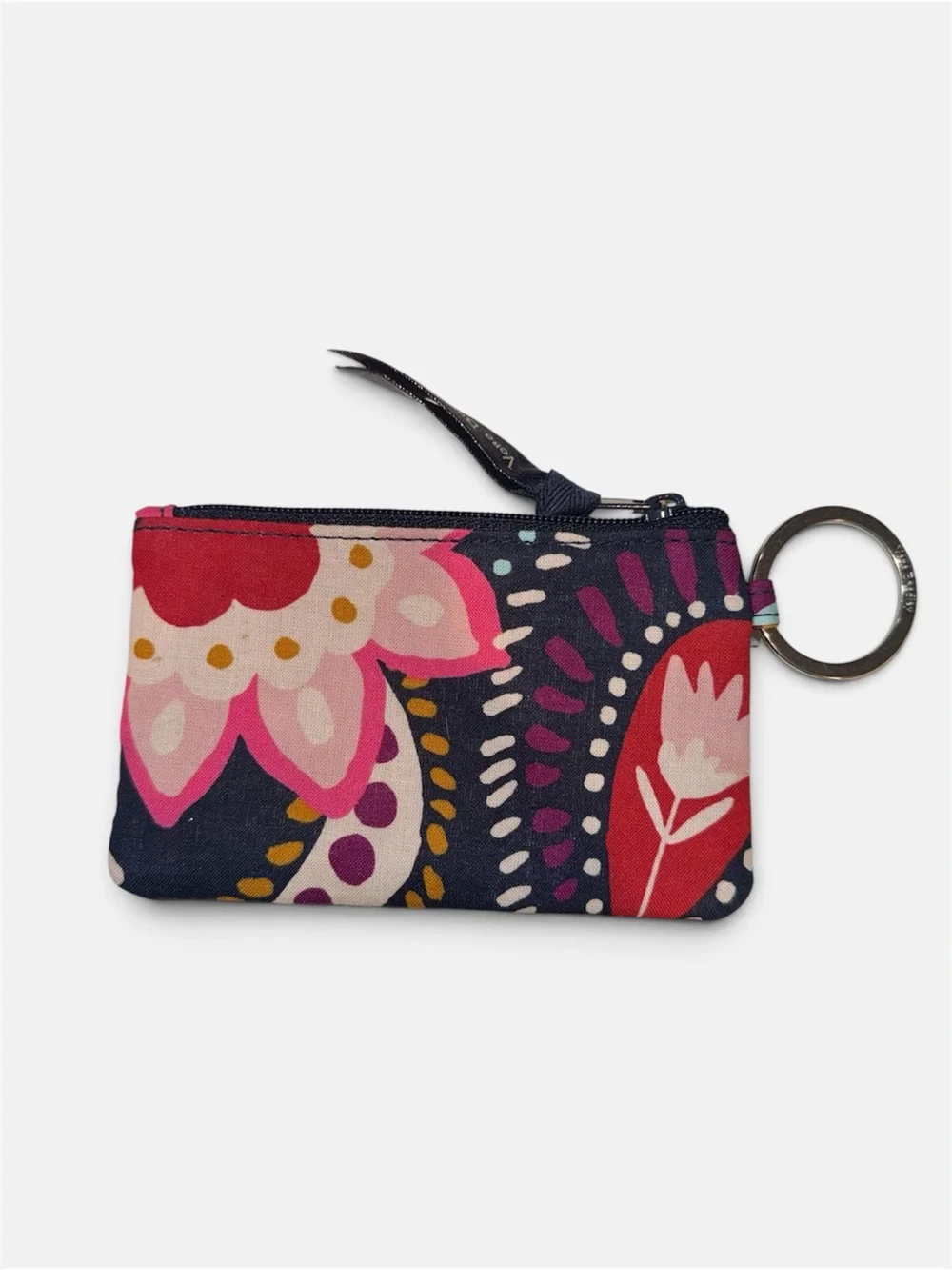 Vera Bradley Navy, Pink & Purple ID Cardholder Key Ring